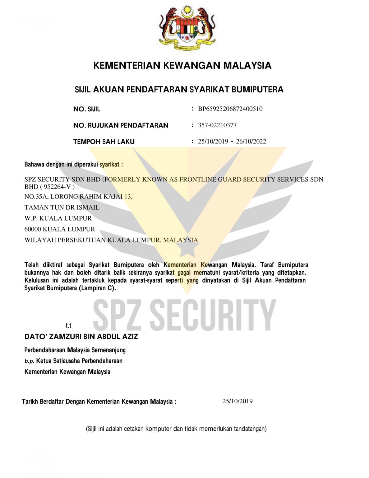 Licensed Security Company in Malaysia  SPZ Security Malaysia